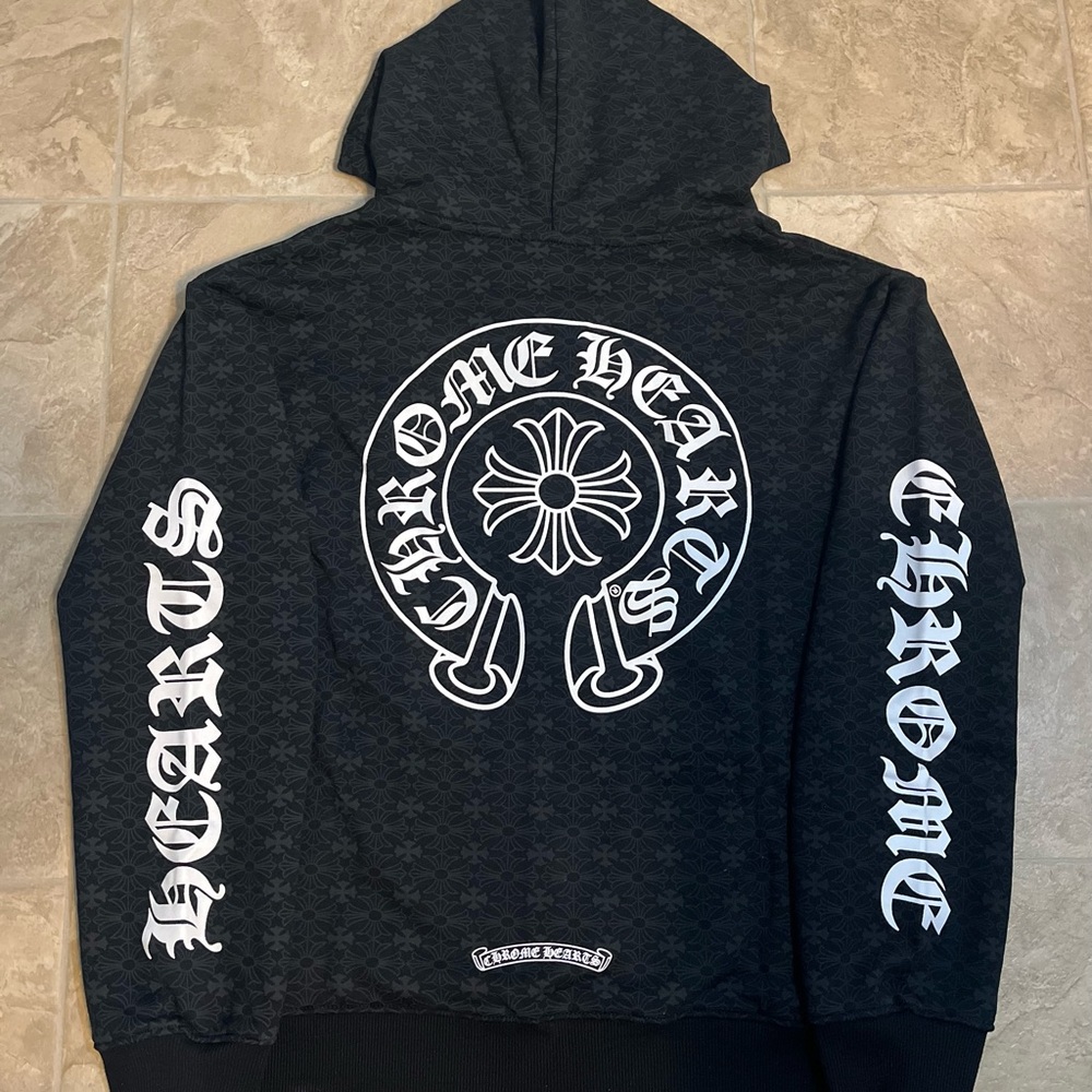 Black and White Chrome Hearts Zip Up Hoodie